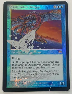 Magic Gathering MTG QUICKSILVER DRAGON Onslaught Foil Sketch Signed Ron Spencer! - Image 1