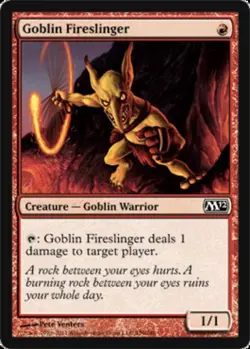 Heavy Play, English MTG Foil Goblin Fireslinger - Foil Magic 2012 Magic the Gath - Image 1