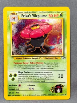 DMG+ Unlimited Holo Erika's Vileplume 5/132 Holo Gym Heroes Pokemon Ken Sugimori - Image 1
