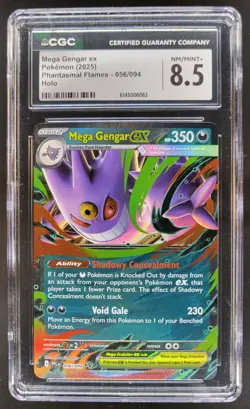 2025 Pokemon Phantasmal Flames Mega Gengar ex #056/094 Double Rare CGC 8.5 TL3 - Image 1