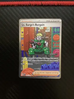 Pokemon Lt. Surge’s Bargain 185/132 Special Illustration Rare Mega Evolution NM - Image 1
