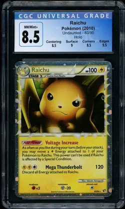 2010 Pokemon Raichu Undaunted Prime #83 Holo Rare CGC 8.5 NM/MINT+ - Image 1
