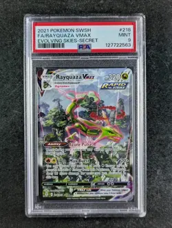 2021 Pokemon RAYQUAZA VMAX 218/203 Evolving Skies Secret Rare Holo English PSA 9 - Image 1