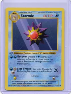Starmie 64/102 1st Edition Common Base Set Shadowless Pokemon English LP/MP - Image 1