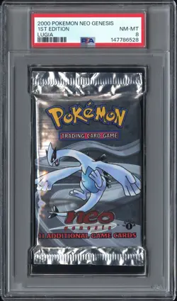 PSA 8 NM-MT 2000 Pokemon TCG Neo Genesis 1st Edition Booster Pack Lugia Art WOTC - Image 1