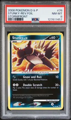 Pokemon Card Stunky 76/100 Reverse Holo Foil Stormfront PSA 8 NM-MT - Image 1