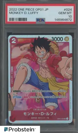 2022 One Piece OP01 Japanese #024 Monkey D Luffy Super Rare PSA 10 GEM MINT - Image 1