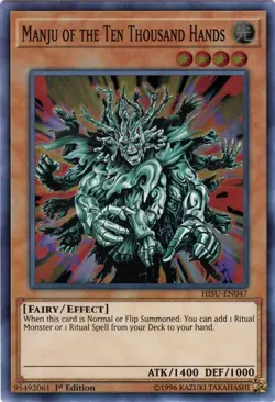 Yugioh! Manju of the Ten Thousand Hands - HISU-EN047 - Super Rare - 1st Edition - Image 1