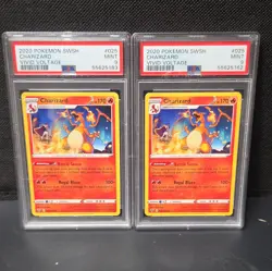 Pokemon Vivid Voltage Charizard #025 PSA 9 Mint Lot of 2 Graded Cards 2020 - Image 1