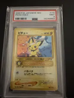 Pokemon Neo #172 Pichu Holo Card 2000 Japanese Edition, PSA 9 Graded - Image 1