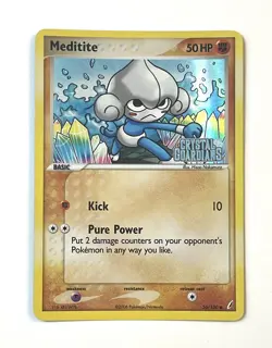Meditite 56/100 Crystal Guardians Reverse Holo Stamp Pokemon Card NM Near Mint - Image 1