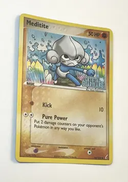 Meditite 56/100 Crystal Guardians Reverse Holo Stamp Pokemon Card NM Near Mint - Image 3