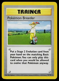 Pokemon Card - Pokemon Breeder Base Set Shadowless 76/102 Rare - Image 1