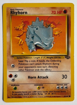 Rhyhorn 61/64 Pokemon Card & Top Loader (Jungle Set) - Image 1