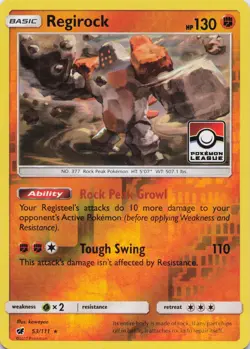 Regirock - (Pokemon League Stamp) Promo Reverse Championship Cards 53/111 NM - Image 1