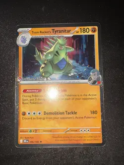 Pokemon Center Team Rocket's Tyranitar 096/182 Destined Rivals PSA 🔟 CONTENDER - Image 1