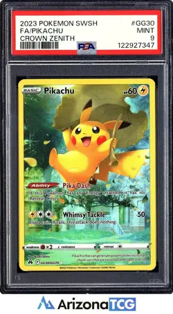 Pokemon 2023 Pikachu GG30/GG70 Full Art Crown Zenith PSA 9 - Image 1