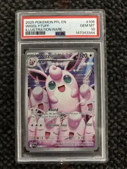 2025 ENGLISH POKEMON WIGGLYTUFF 105 PSA 10 ILLUSTRATION RARE PHANTASMAL FLAMES - Image 1