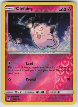 CLEFAIRY 38/68 COMMON HIDDEN FATES POKEMON REVERSE HOLO NEAR MINT - Image 1