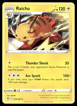 Raichu 053/196 Rare Lost Origin Pokemon Near Mint - Image 1