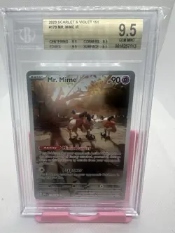 BGS 9.5 GEM MINT Pokemon 2023 Scarlet Violet 151 #179/165 Mr. Mime Illustration - Image 1