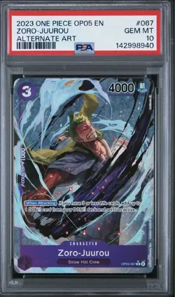 2023 ONE PIECE OP05-AWAKENING OF THE NEW ERA ALTERNATE ART ZORO-JUUROU PSA 10 - Image 1
