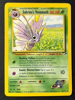 Sabrina's Venomoth 34/132 - Gym Heroes - Rare Pokemon Card MP - Image 1