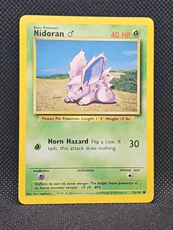 Nidoran M - Base Set 55/102 - Pokemon TCG LP/NM Common Vintage Card WOTC TCG - Image 1