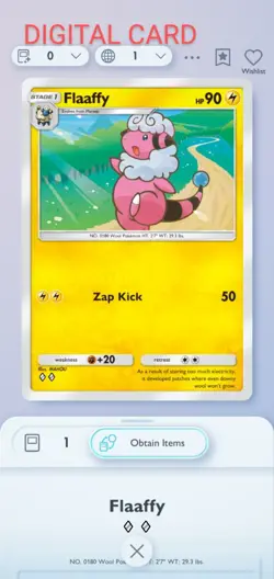 Pokemon Pocket Mobile Game Wisdom Of Sea And Sky Set Flaafy ◇◇Digital Trade Card - Image 1