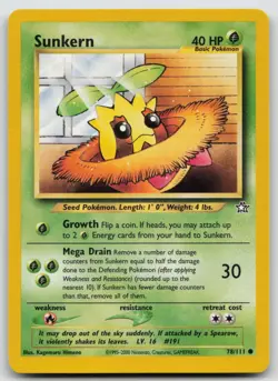 Pokemon Card Sunkern Common Neo Genesis 078/111 - Image 1