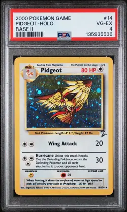 2000 POKEMON GAME BASE II #14 PIDGEOT-HOLO BASE II PSA VG-EX 4 - Image 1