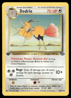 Pokemon Cards Dodrio 34/64 1st Edition Jungle Uncommon NM - Image 1