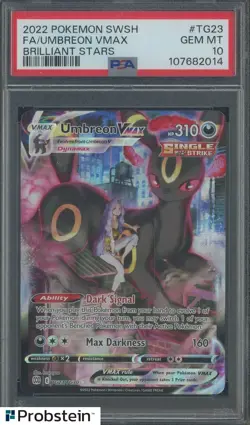 2022 Pokemon SWSH Brilliant Stars #TG23 FA Umbreon VMAX PSA 10 GEM MINT - Image 1