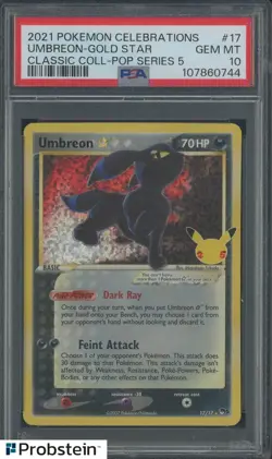 2021 Pokemon Celebrations Classic Pop Series 5 #17 Umbreon Gold Star PSA 10 - Image 1