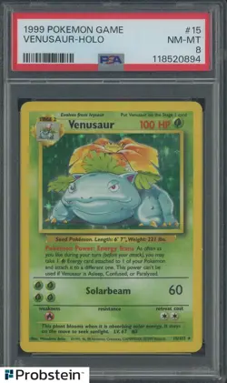 1999 Pokemon Game #15 Venusaur Holo PSA 8 NM-MT - Image 1