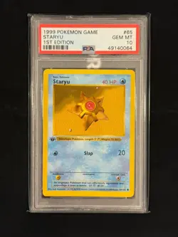 1999 Staryu 1st Edition #65 PSA 10 GEM MINT Base Set Shadowless Pokemon - Image 1