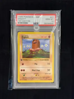 1999 Diglett 1st Edition #47 PSA 10 GEM MINT Base Set Shadowless Pokemon - Image 1