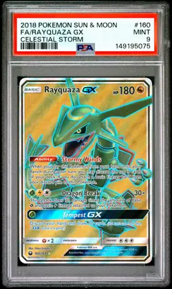 2018 POKEMON SUN & MOON CELESTIAL STORM #160 FULL ART/RAYQUAZA GX PSA 9 - Image 1