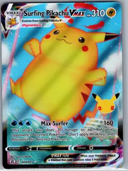 Surfing Pikachu Vmax 009/025 - Pokemon Celebrations - Full Art Ultra Rare (NM) - Image 1