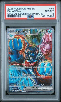 2025 POKEMON PRE EN-PRISMATIC EVOLUTIONS #151 PALAFIN EX PSA 8 - Image 1