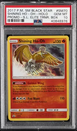 2017 POKEMON SM BLACK STAR PROMO #SM70 SHINING HO-OH-HOLO PSA 10 - Image 1