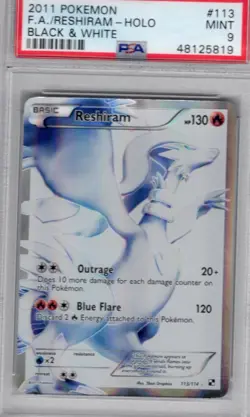 2011 Pokemon Black & White Full Art Reshiram PSA 9 113/114 - Image 1