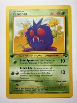 Venonat 1st Edition - Near Mint - #63/64 - Jungle Set - Pokemon TCG - 1999 WoTC - Image 1