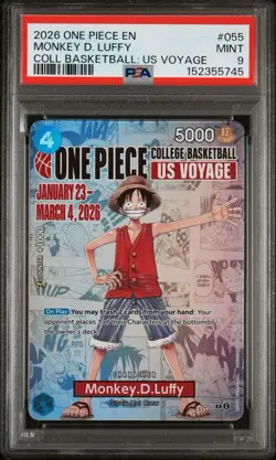 2026 ONE PIECE PROMOS COLLEGE BASKETBALL: US VOYAGE #055 MONKEY D. LUFFY PSA 9 - Image 3