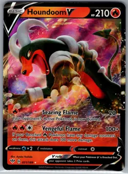 Houndoom V 021/189 - Pokemon TCG SWSH03: Darkness Ablaze - Ultra Rare (NM) - Image 1