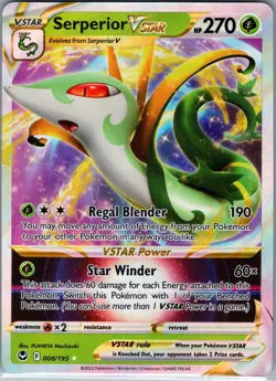 Serperior Vstar 008/195 - Pokemon SWSH12: Silver Tempest - Holo Ultra Rare (NM) - Image 1