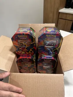 Pokemon TCG Mega Charizard ex FACTORY SEALED CASE 6 Tin Case - Image 4