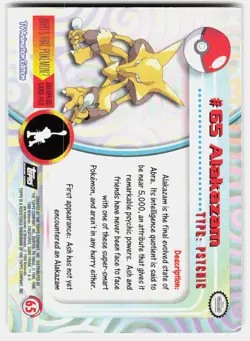 1999 Topps Pokemon TCG Alakazam #65 Blue Logo TV Animation Edition Series 1 - Image 2