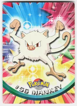 Topps Pokemon Mankey #56 1999 TV Animation Edition Green Logo LP/MP - Image 1