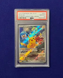 PSA 10 Pikachu SV-P 001 Japanese SV Pre Order Promo 2022 Pokemon GEM MINT - Image 1